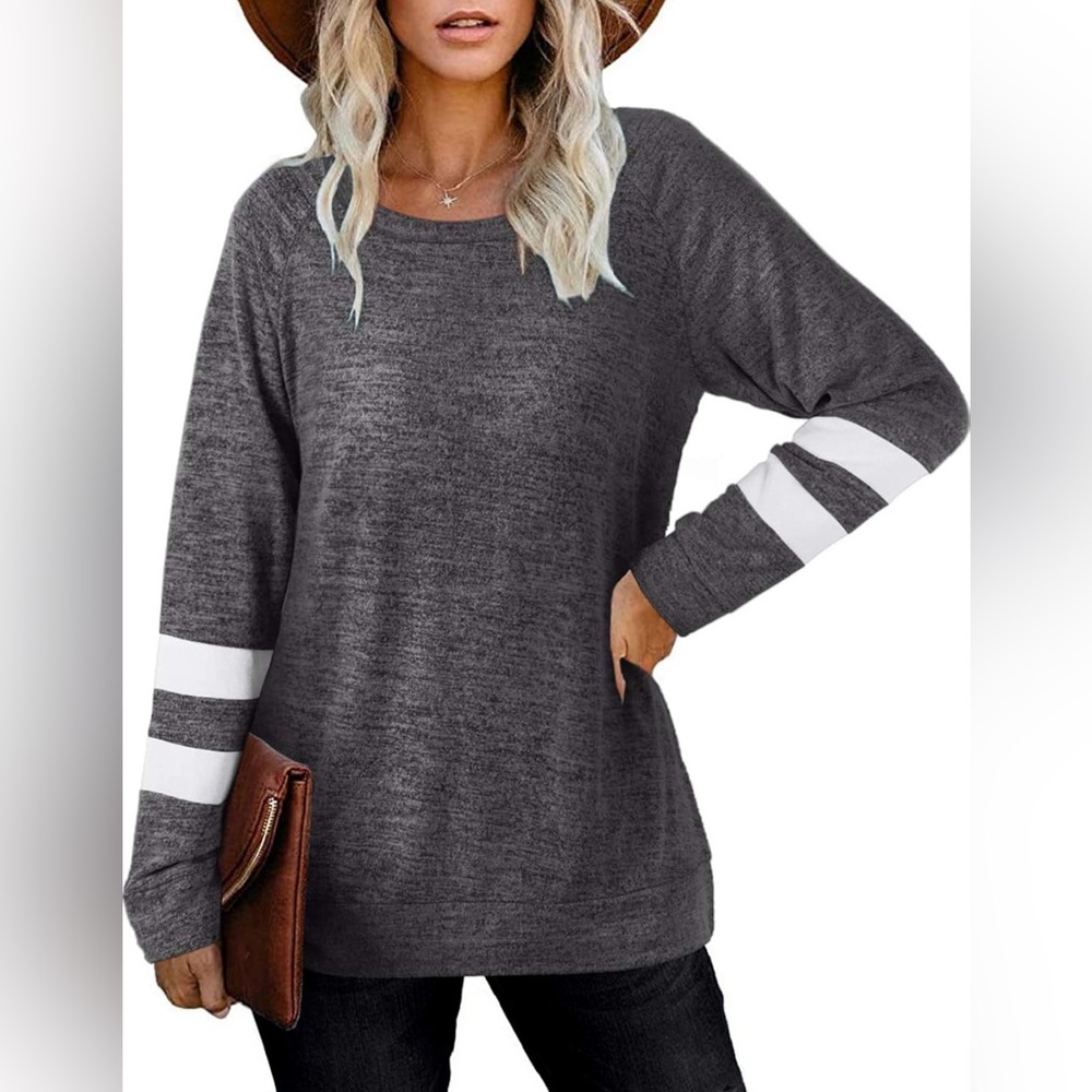 Womens Crewneck Sweatshirts Color Block Long Sleeve Sweaters Tunic